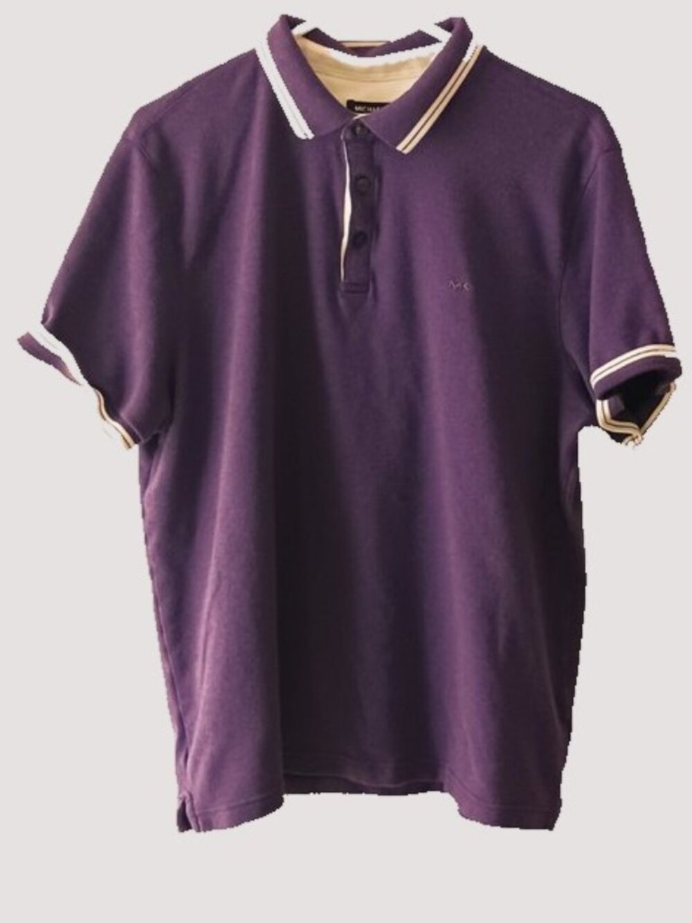 Mens Polo Shirt Michael Kors Purple, White Trim 100% Cotton Size XL Extra Large